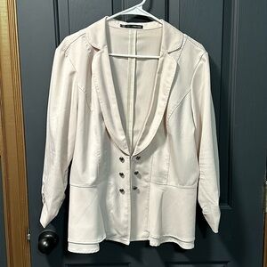 Pale pink blazer with ruffle detail